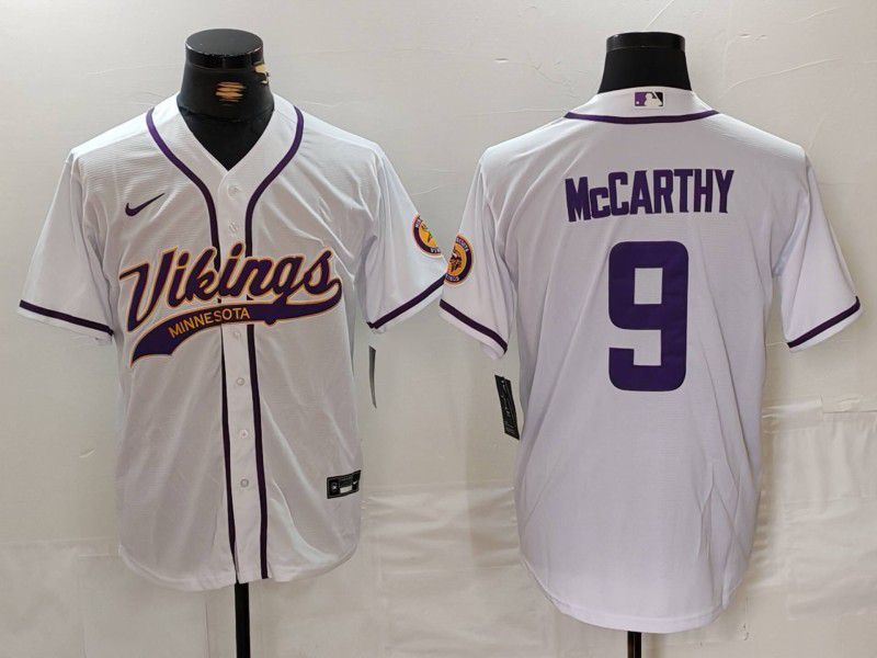 Men Minnesota Vikings #9 Mccarthy White Joint Name 2024 Nike Limited NFL Jersey style 1->minnesota vikings->NFL Jersey